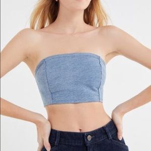 Denim bustier crop top